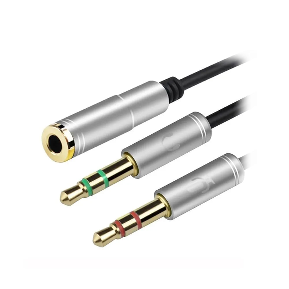 Cable de audio splitter Decom Stereo 2 plug a 1 jack, ideal para conectar múltiples dispositivos