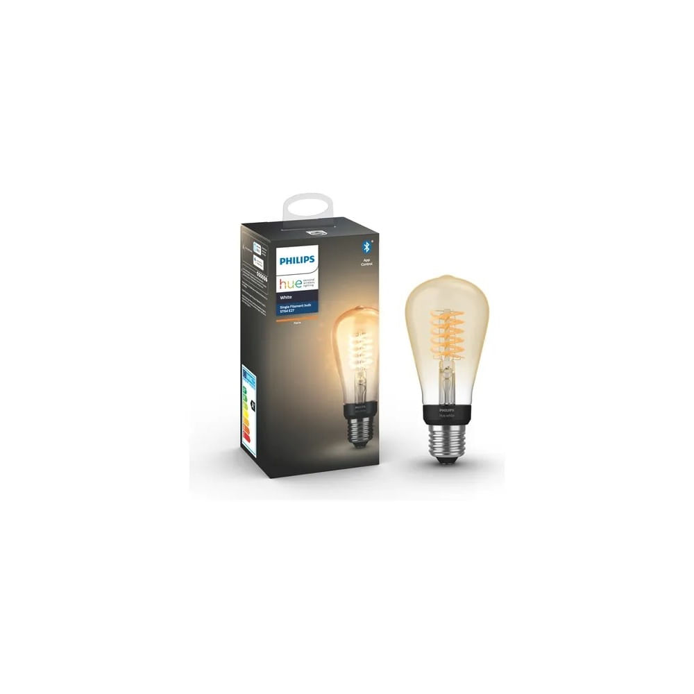 Bombilla Philips Hue White ST64 LED E27, 7W (40W equivalente) con diseño de filamento, luz cálida