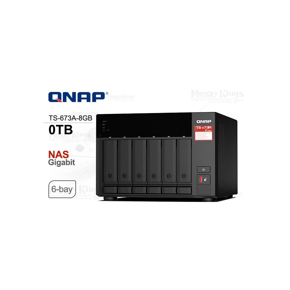 QNAP TS-673A NAS 0TB - Almacenamiento Multi-Bahía 6 Bays, 8GB RAM, Ideal para Hogar y Oficina
