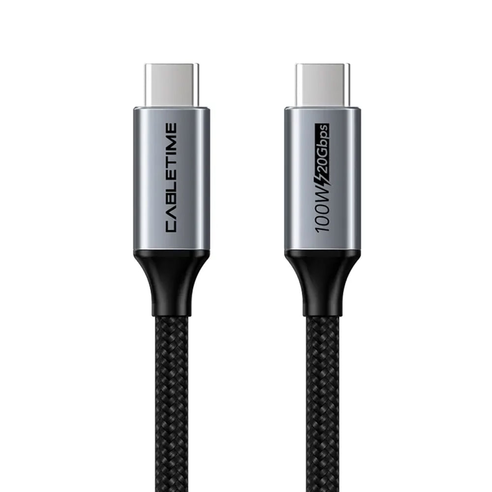 Cable USB-C a USB-C 2m CABLETIME CU20L 4K 100W - Alta velocidad y carga rápida para tus dispositivo