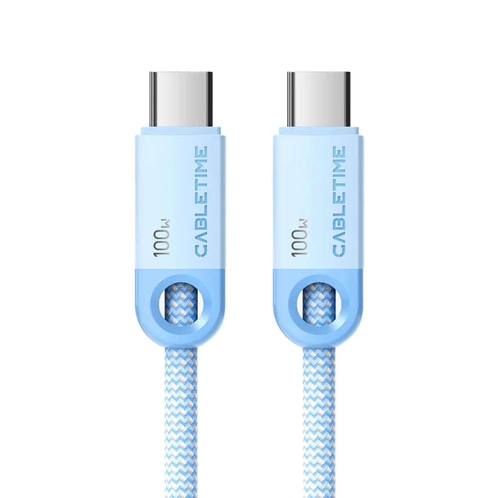 Cable USB-C a USB-C 1m 100W CABLETIME - Conexión rápida y fiable, color azul