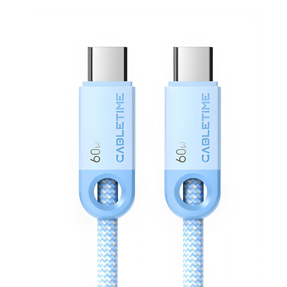 Cable USB-C a USB-C 1m Cabletime CUP3H 60W, color azul, carga rápida y alta velocidad