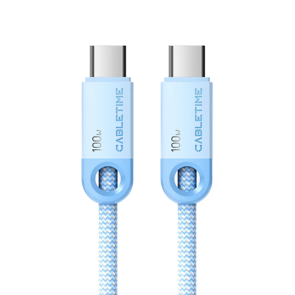 Cable USB-C a USB-C 2m CABLETIME 100W Color Azul – Alta velocidad y compatibilidad universal