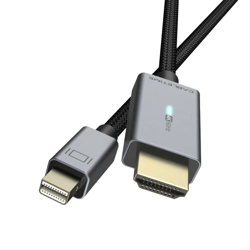 Cable Mini DP a HDMI 1.8m CABLETIME CD45K, 4K 60Hz - Conexión de Alta Velocidad para Pantallas