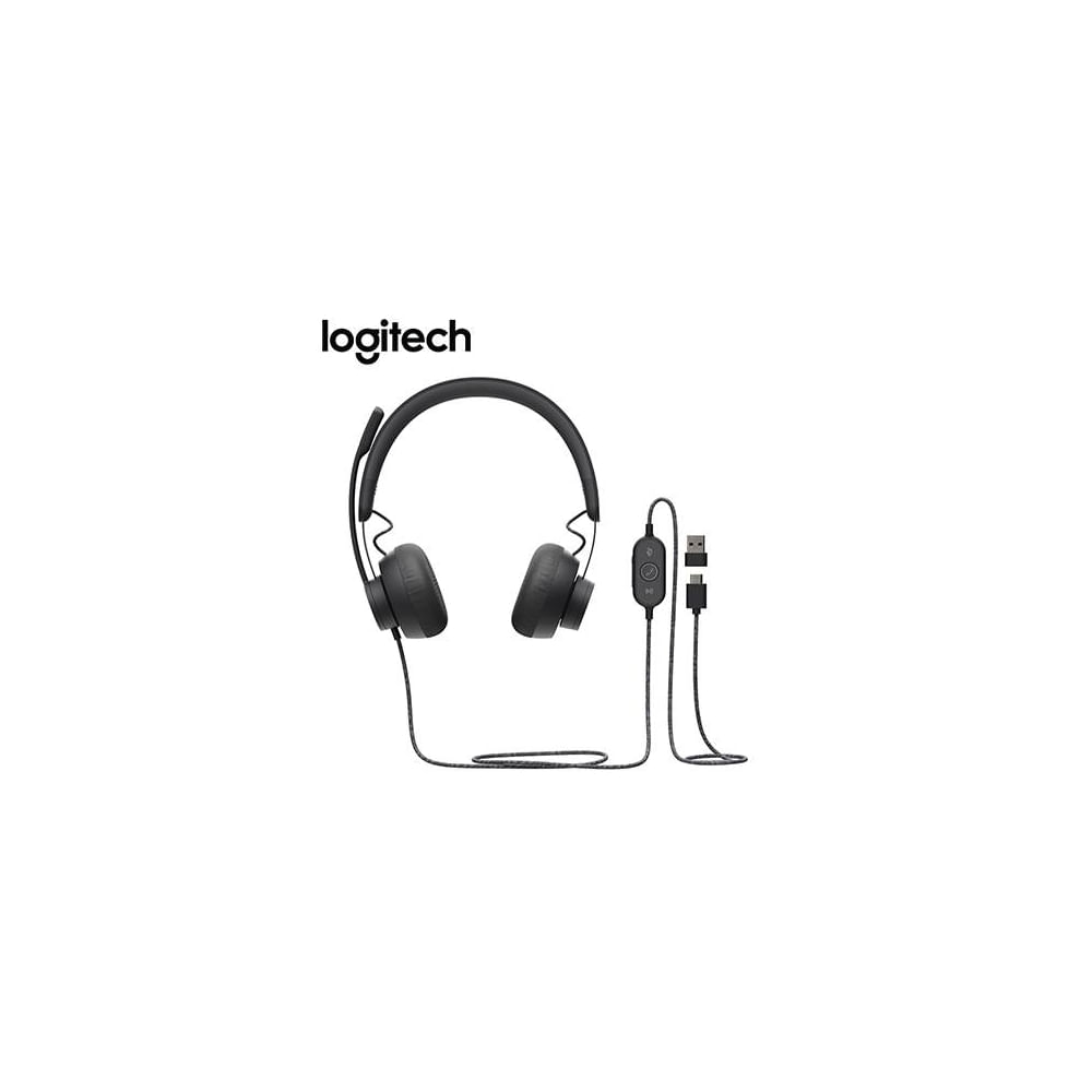 Audífonos Logitech Zone Wired USB/USB-C con micrófono, color negro, compatibles con Teams