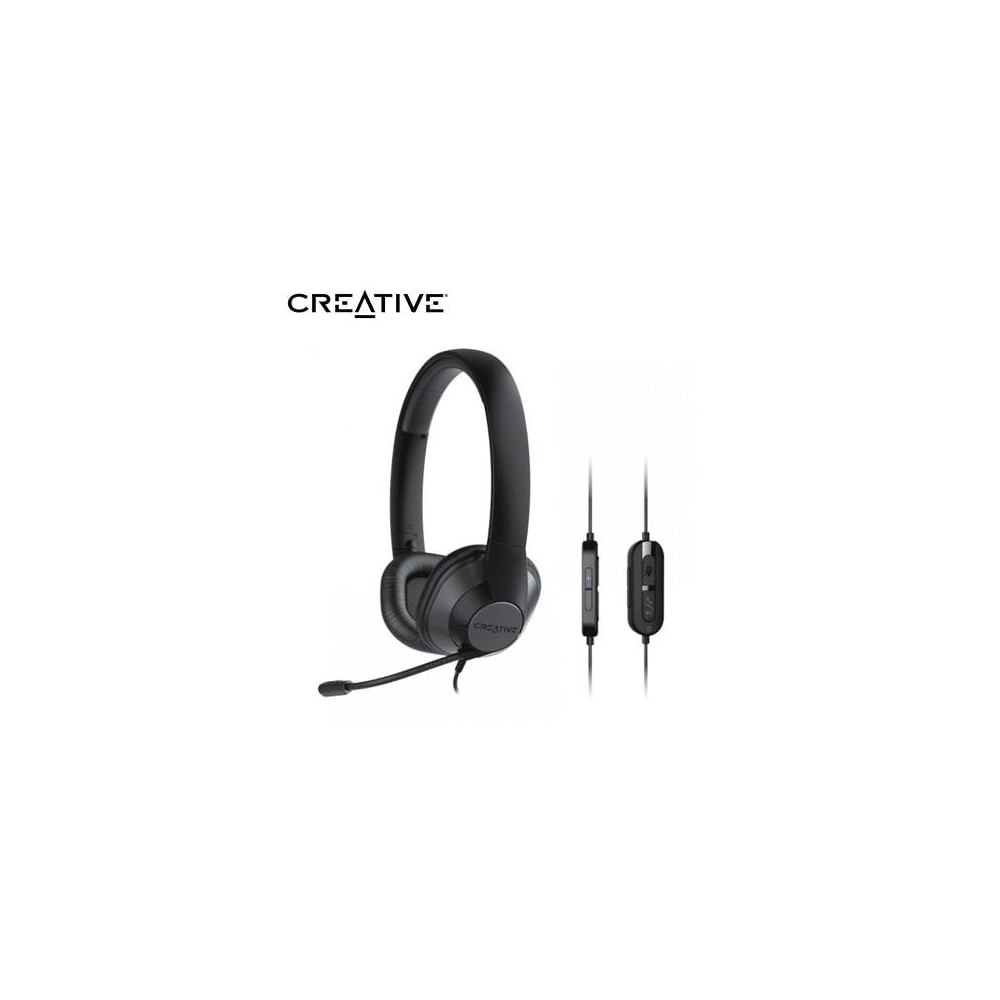Auriculares Creative HS-720 V2 con micrófono, USB-A, cancelación de ruido, ligeros y cómodos - negr