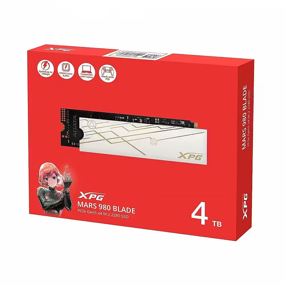 Adata MARS 980 BLADE 4TB SSD M.2 PCIe Gen5 - Velocidad Ultra Rápida 14,000 MB/s, Ideal para Gaming