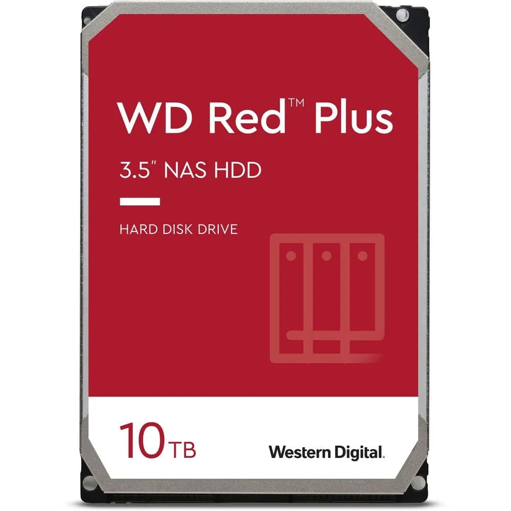 Disco Duro Interno Western Digital WD Red Plus de 10 TB, 3.5"", 7200 RPM, ideal para NAS