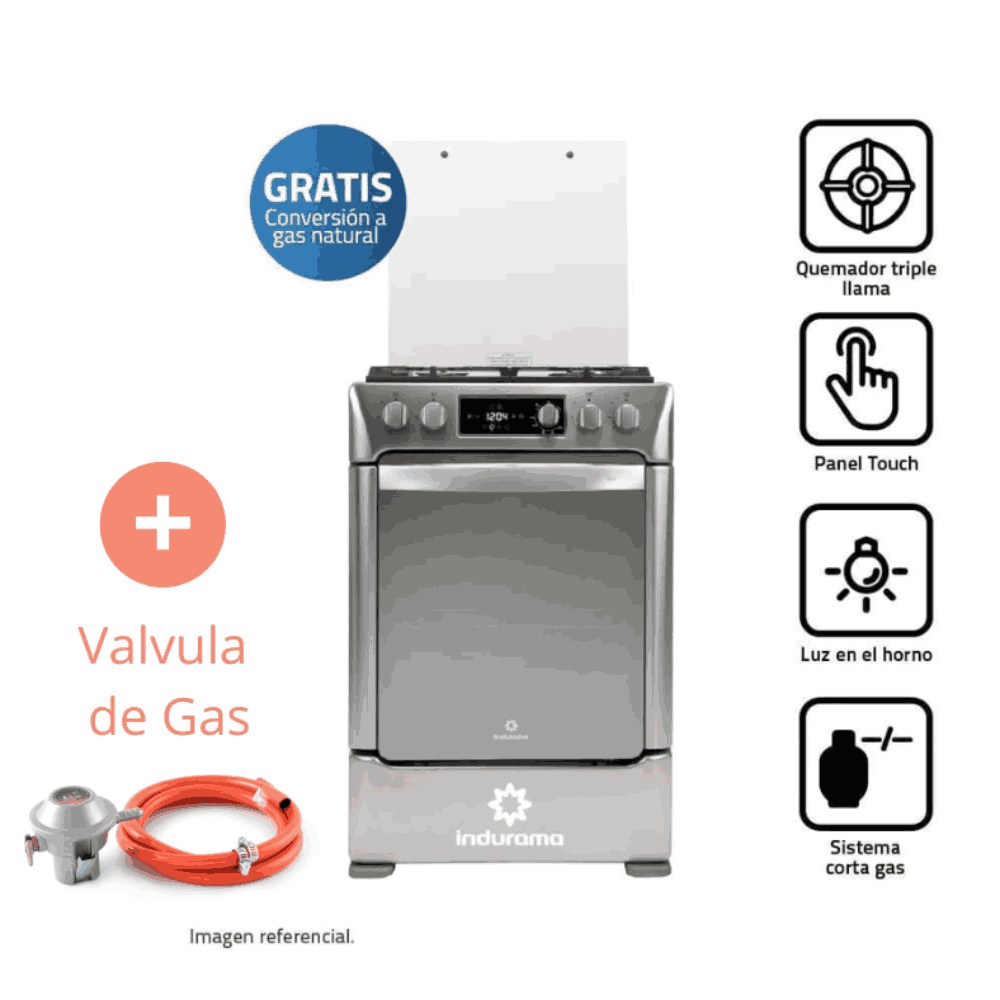 Cocina Indurama Ibiza Zafiro Croma 4 quemadores MAS VALVULA  DE GAS