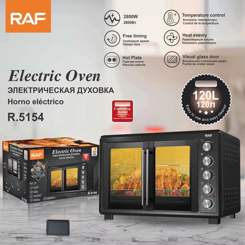 HORNO ELÉCTRICO 120 LITROS 2800W RAF R.5154