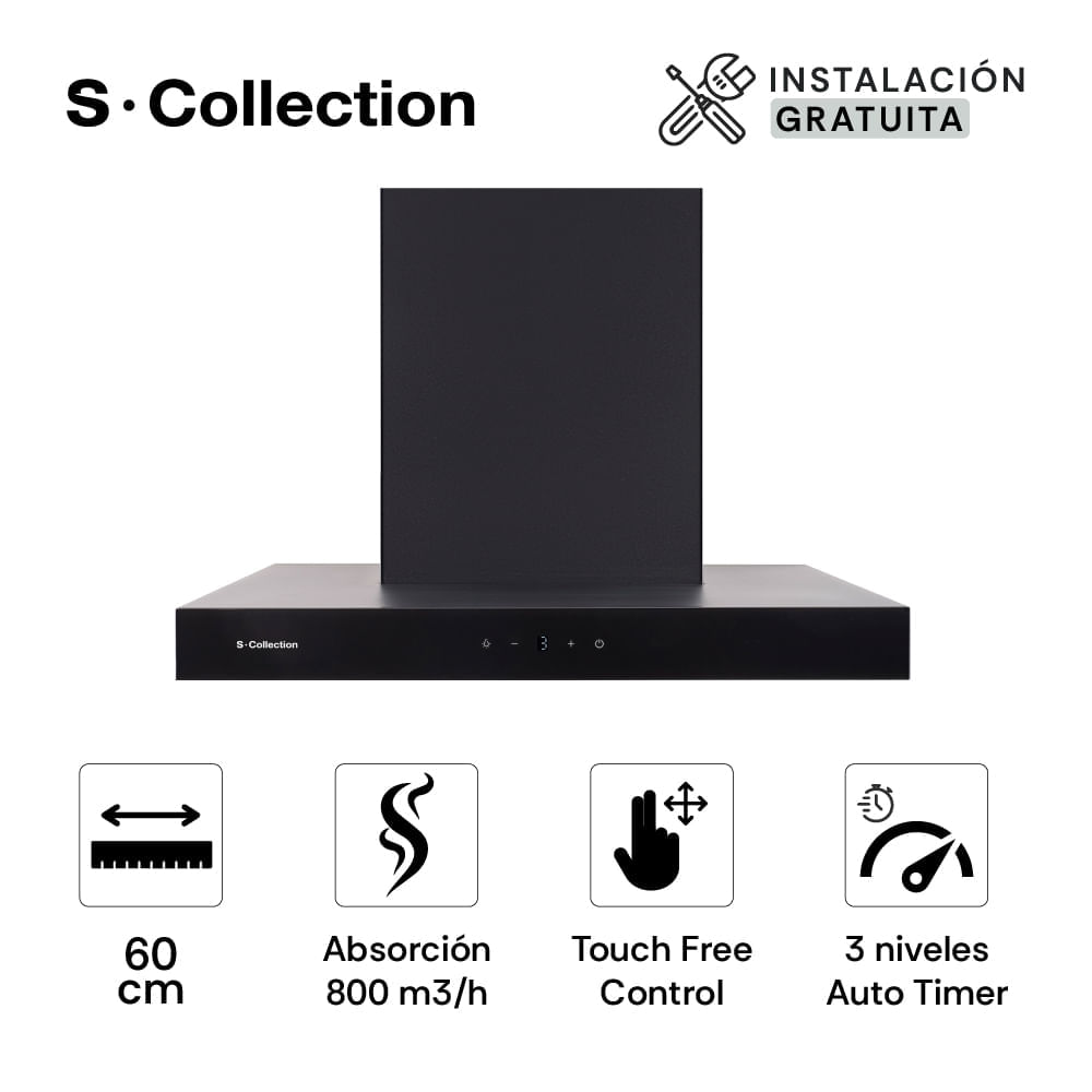 Campana Extractora Decorativa 60cm S-Collection Glasslux