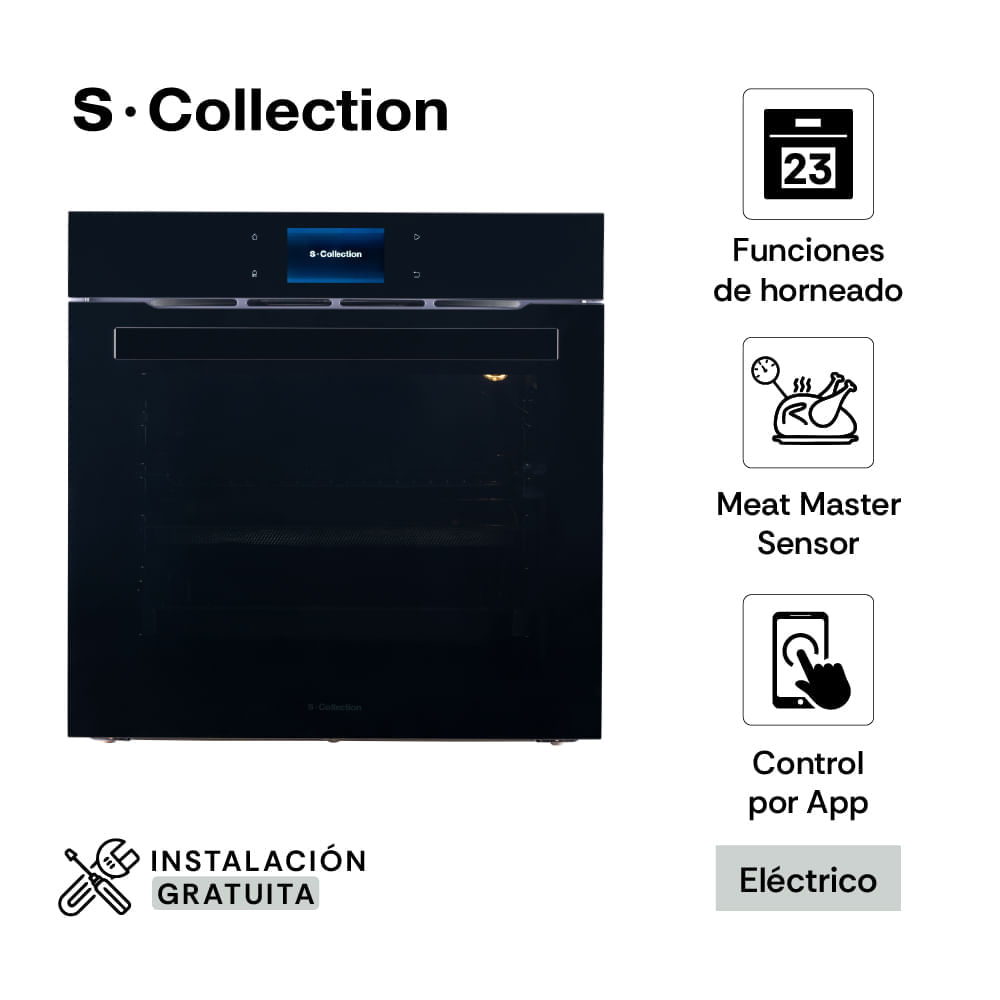 Horno Empotrable Eléctrico 75L Scollection Pure Black D3 TFT Air Fryer Meat Master Sensor Horno Empotrable Eléctrico 75L Scollection Pure Black D3 TFT Air Fryer Meat Master Sensor