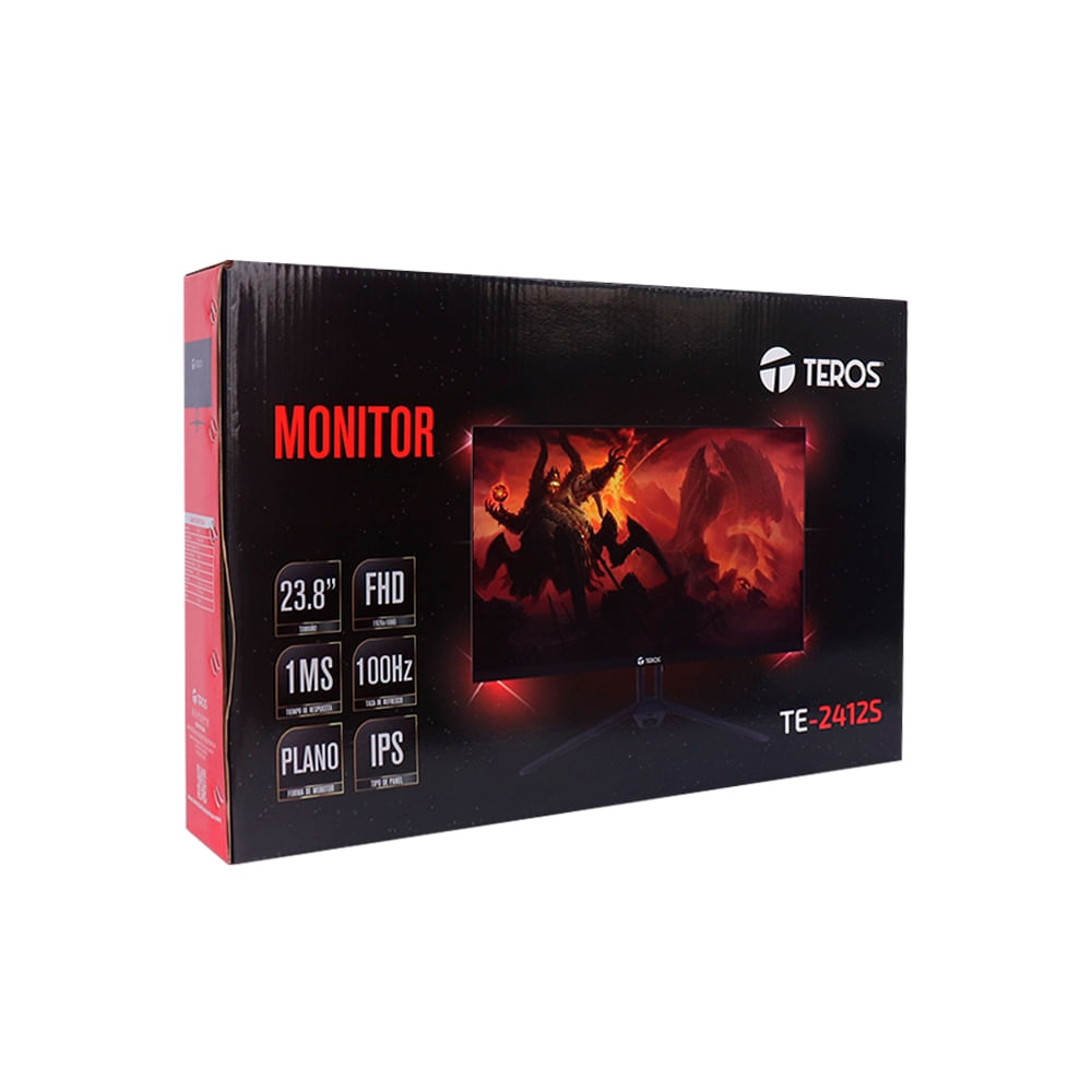Monitor plano TEROS TE-2415S 23.8"" FHD IPS 120Hz 1ms con HDMI y DP, color negro