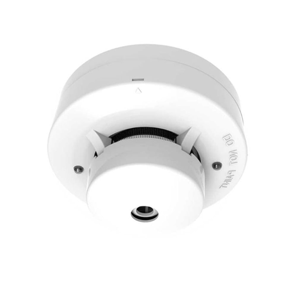 Sensor de humo cableado HIKVISION de 4 hilos, detección rápida y segura para tu hogar o negocio.