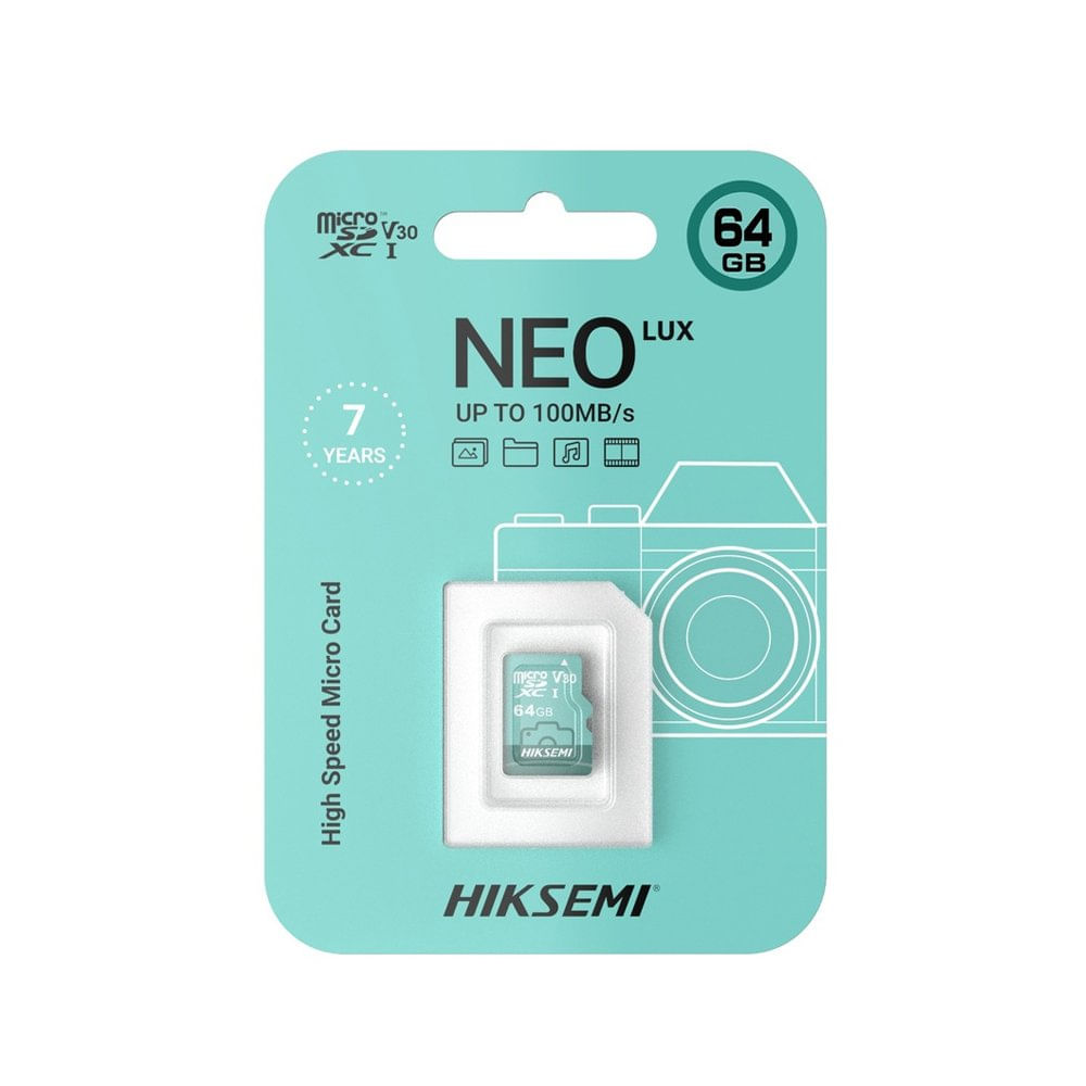 Memoria Micro SD 64GB HIKVISION NEO LUX, alta velocidad y capacidad ideal para cámaras y dispositiv