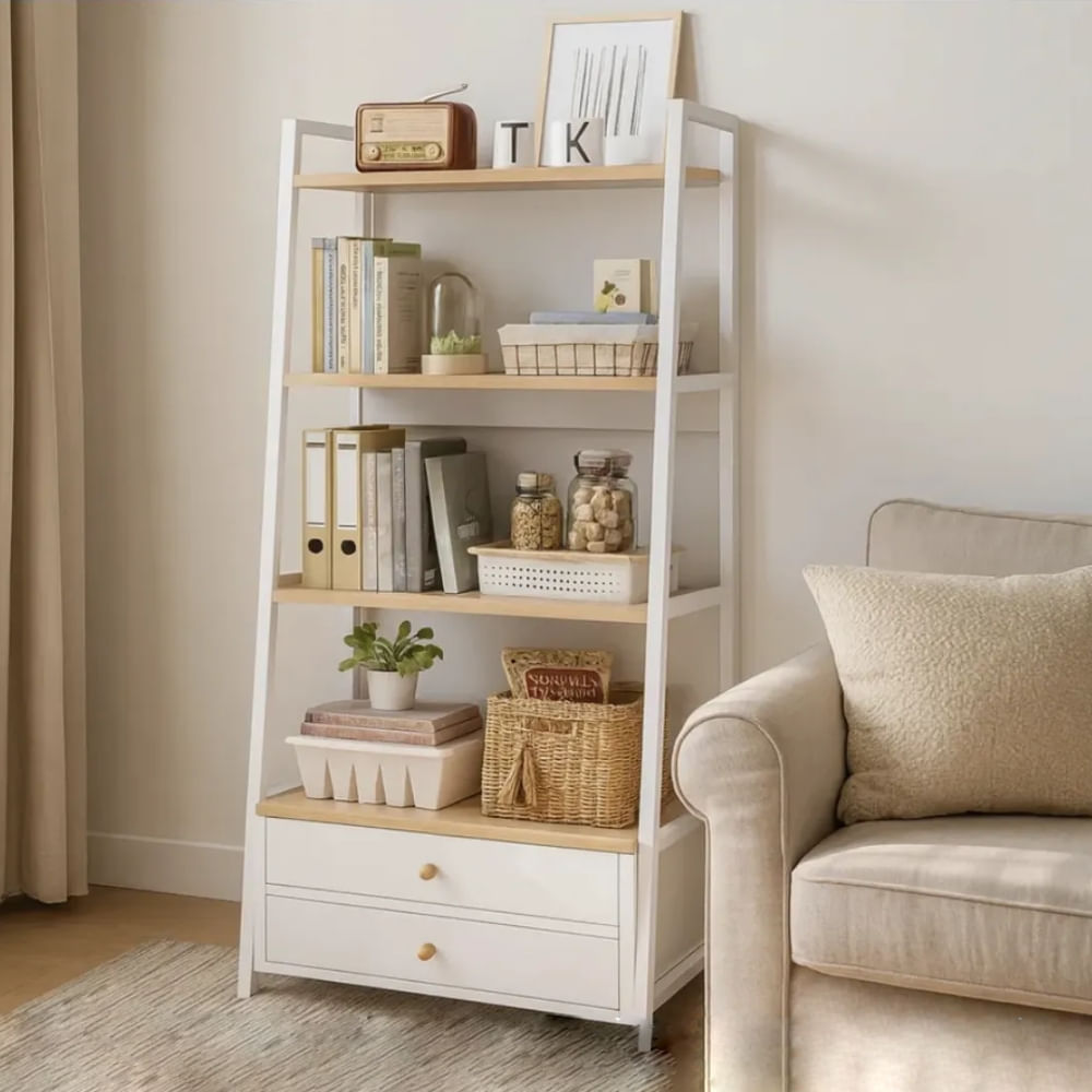 Estante Industrial Lucia 5 Blanco y Marron | Masiva Home