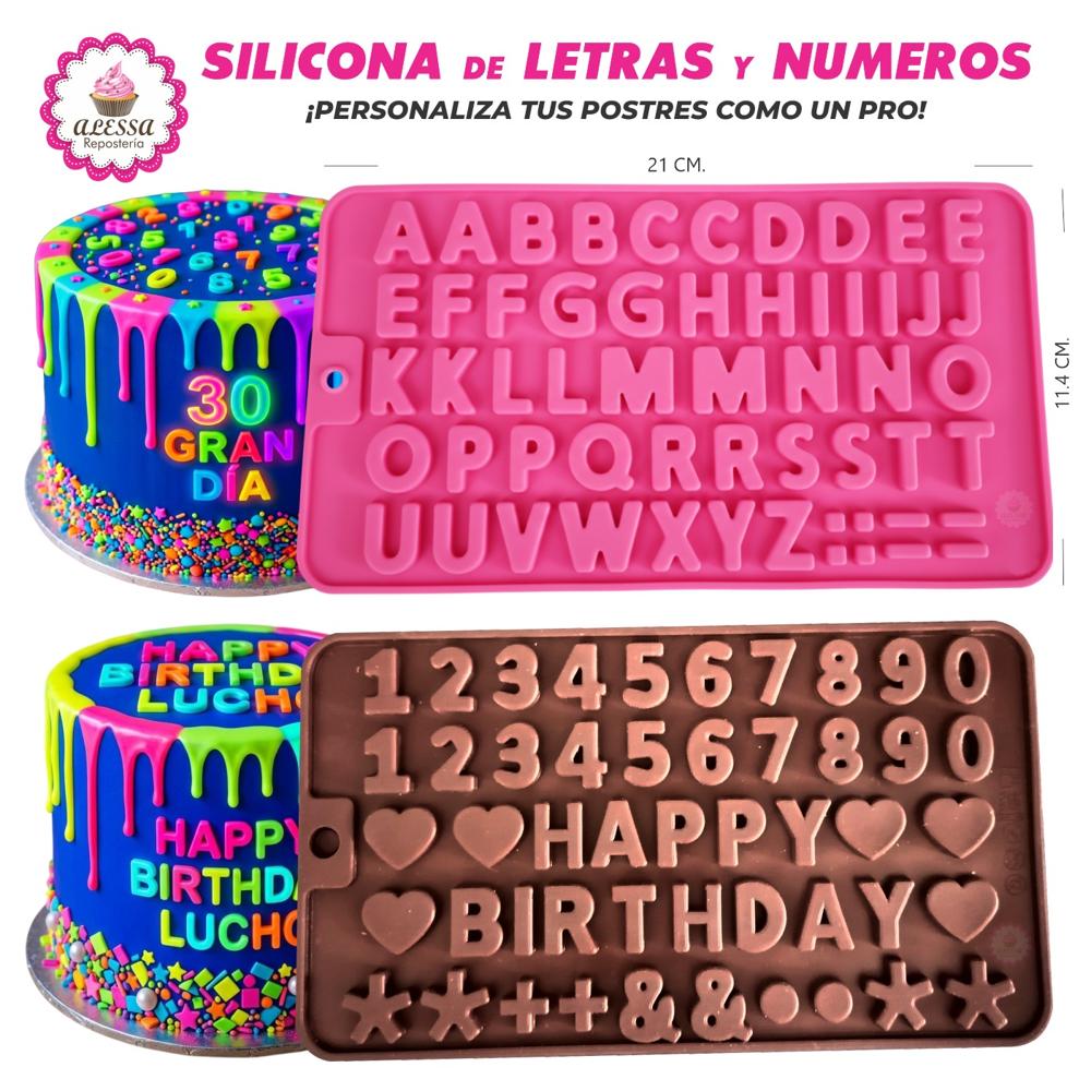 Pack de 2 Moldes de Silicona de Letras y Números para Repostería