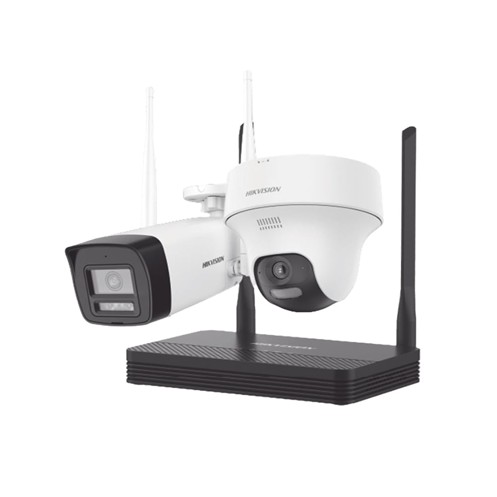 Kit WiFi HIKVISION 4MP: Cámara PT Turret y Cámara Bullet para Seguridad Interior y Exterior