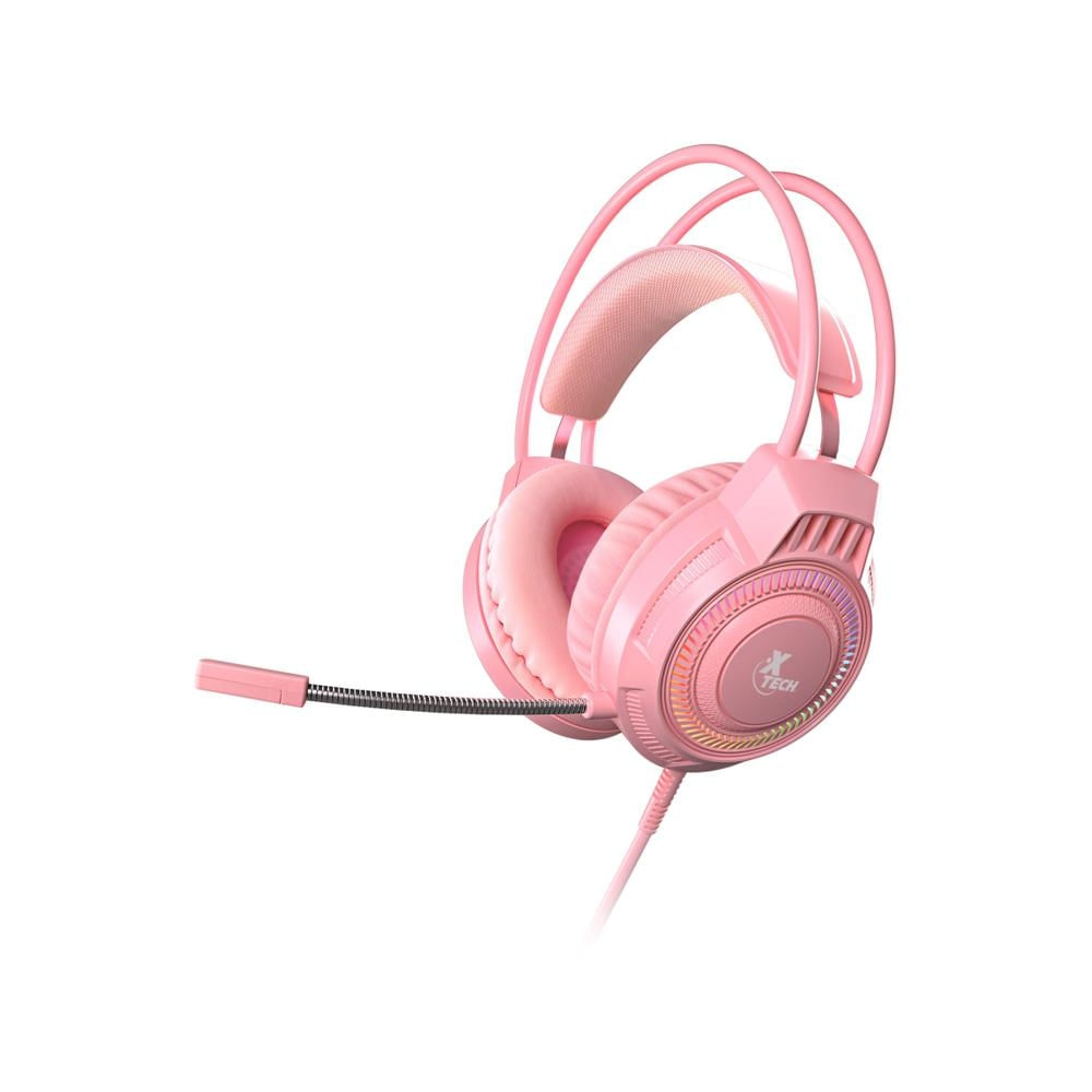 Auriculares Xtech XTH-564 con conexión USB y 3.5mm, color rosa, para PC y consolas de videojuegos