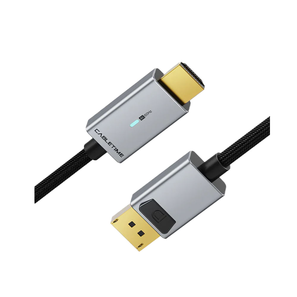 Cable DP a HDMI 1.8m CABLETIME CD30K - Soporta 4K a 60Hz, Ideal para Conectar Dispositivos de Alta