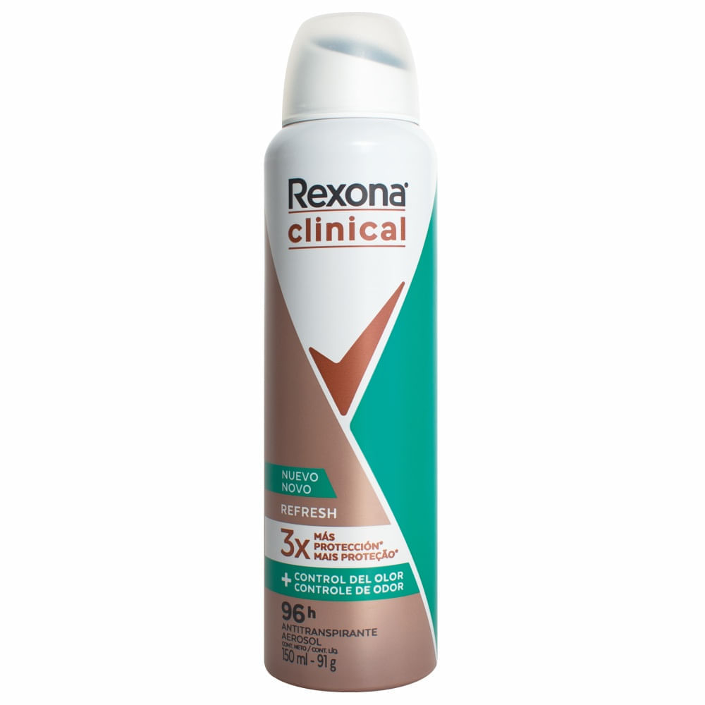 Antitranspirante para Mujer en Aerosol REXONA Clinical Refresh Frasco 150ml Antitranspirante para Mujer en Aerosol REXONA Clinical Refresh Frasco 150ml