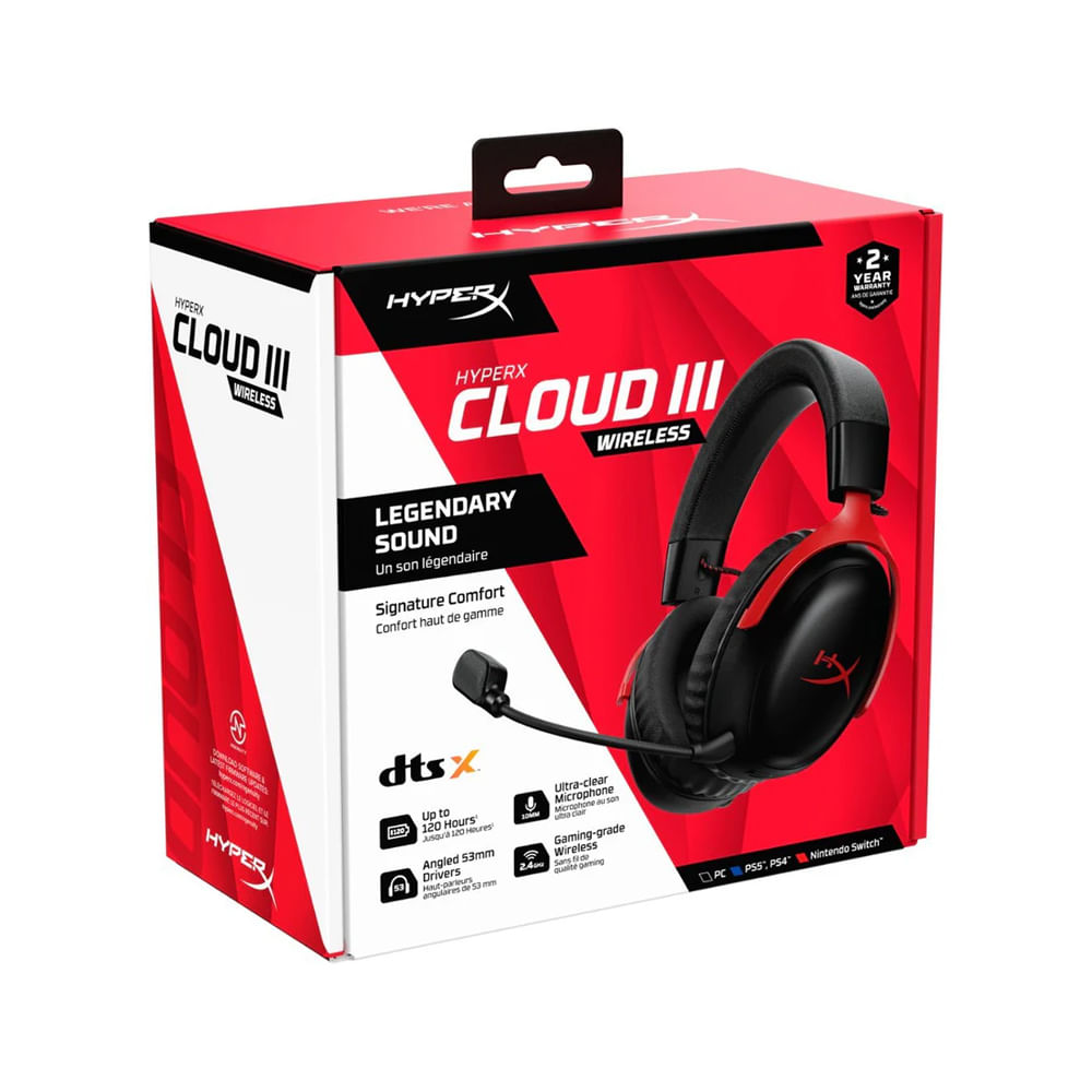 Auriculares HyperX Cloud III Gaming - Cableados, tamaño completo, 3,5 mm y USB - Color negro, sonid