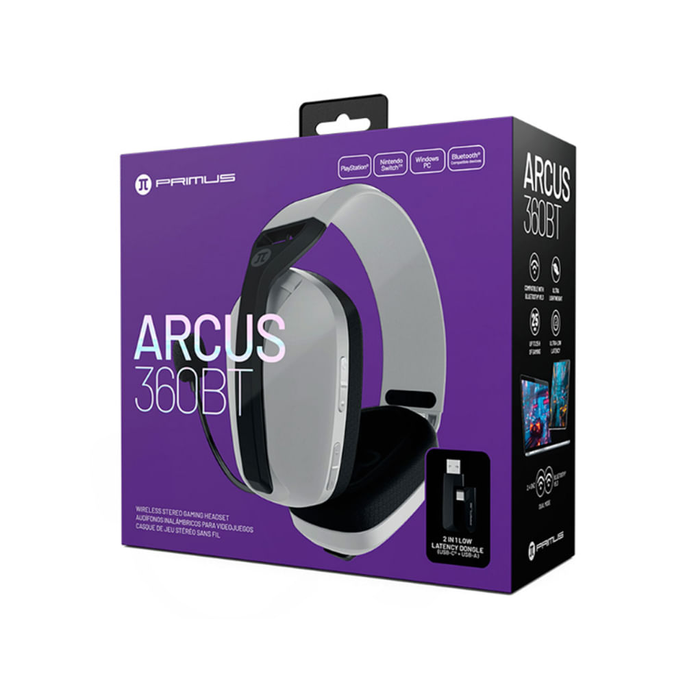 Auriculares gaming Primus PBH-360W inalámbricos con sonido envolvente y comodidad premium