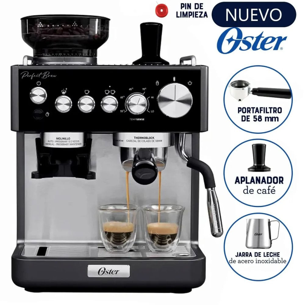 Cafetera Espresso Oster Perfect Brew BVSTEM7301 con Molinillo
