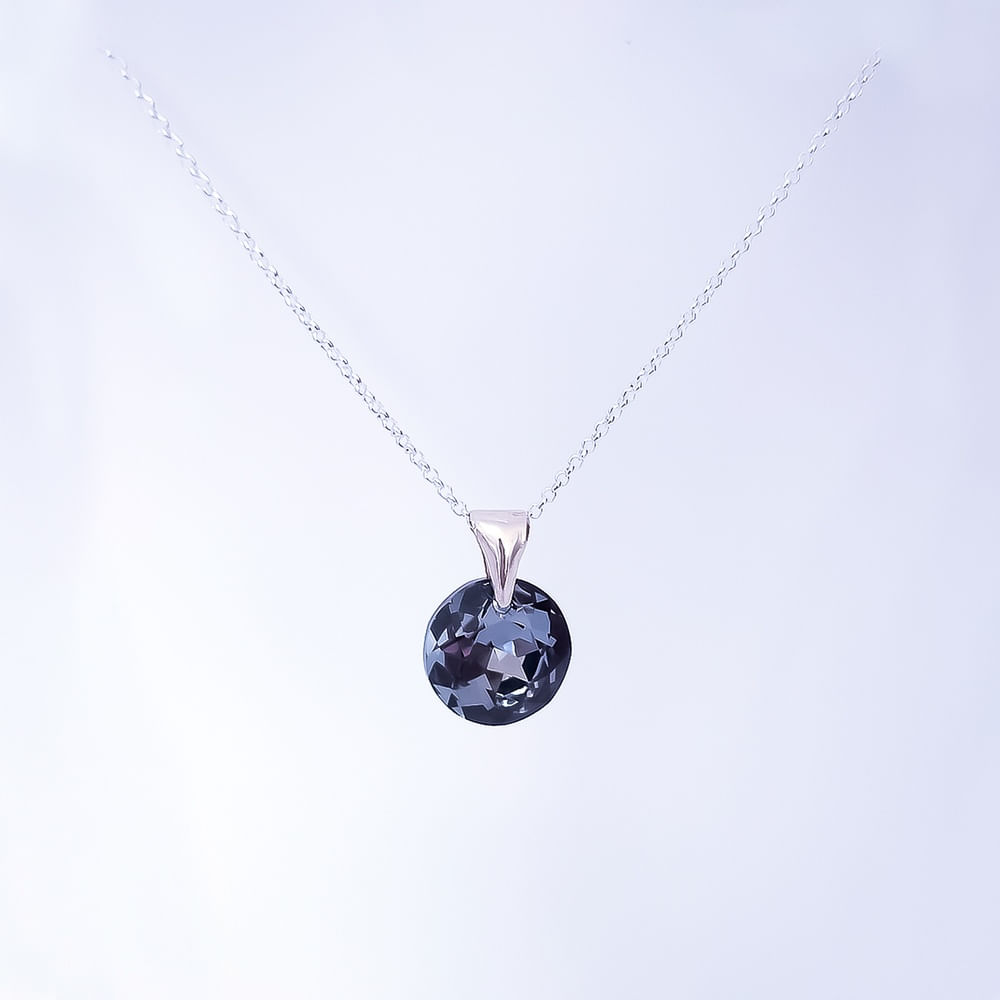 Collar de Plata 925 para Mujer con Dije de Cristal Negro - Joyería Fina Regalo Elegante para Ella