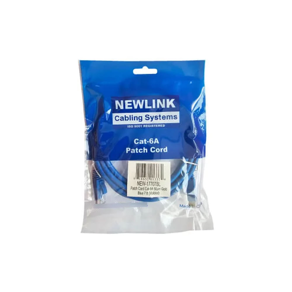 Cable de Red Newlink Cat 6A de 7 Pies - Conexión Rápida y Fiable - Color Azul para Internet Estable