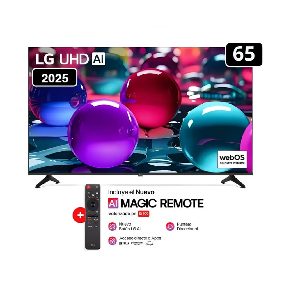 Televisor LG 65 UHD 4k ThinQ AI 65UA7300PSB Con Control Magic