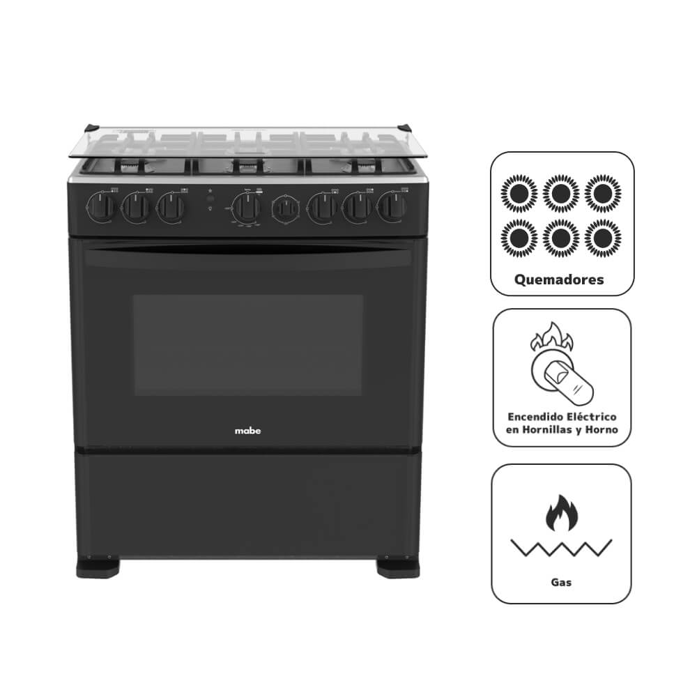 Cocina a Gas MABE 6 Quemadores CMP3020FN1 Negro