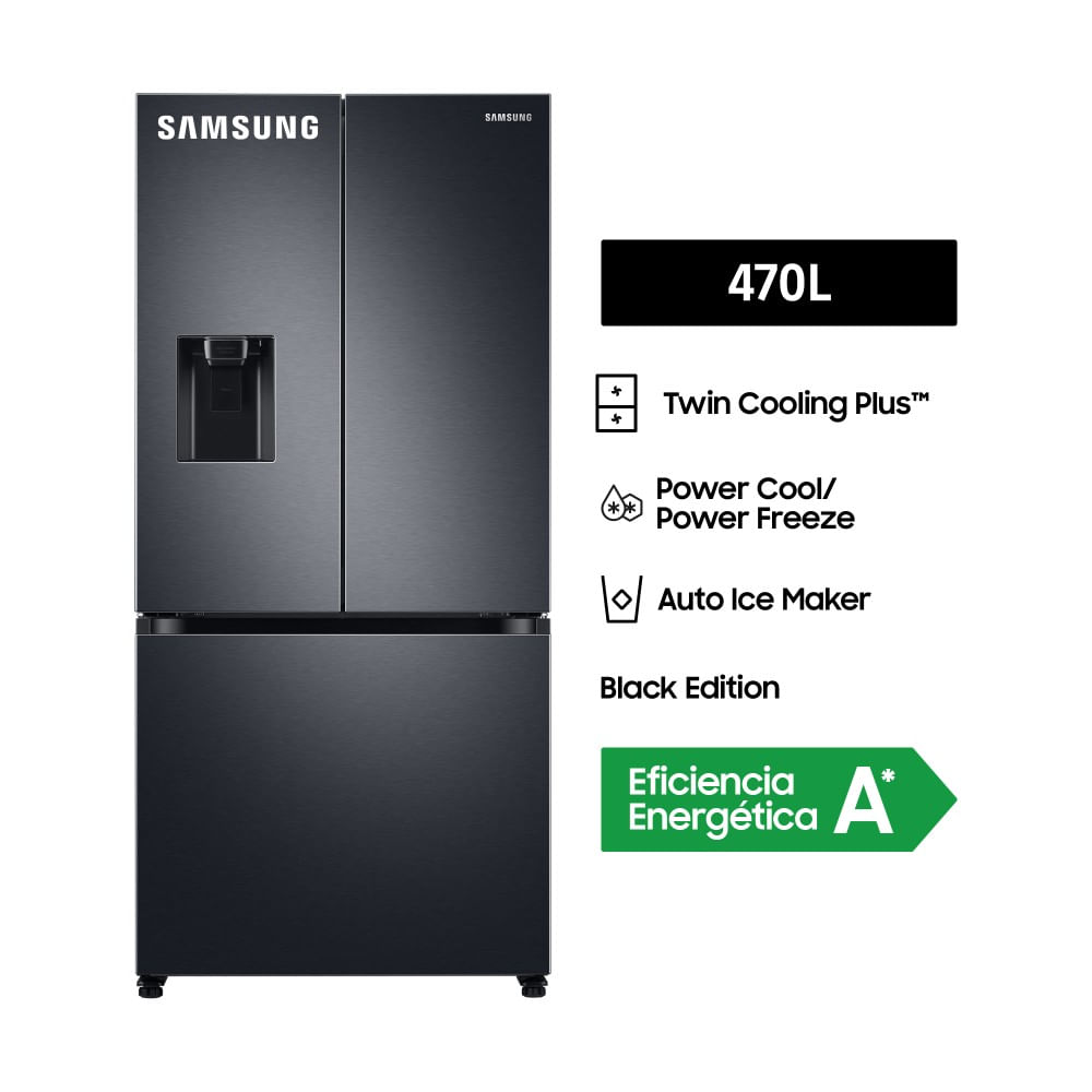 Refrigeradora Samsung RF49A5202B1/PE French Door 470L Negro