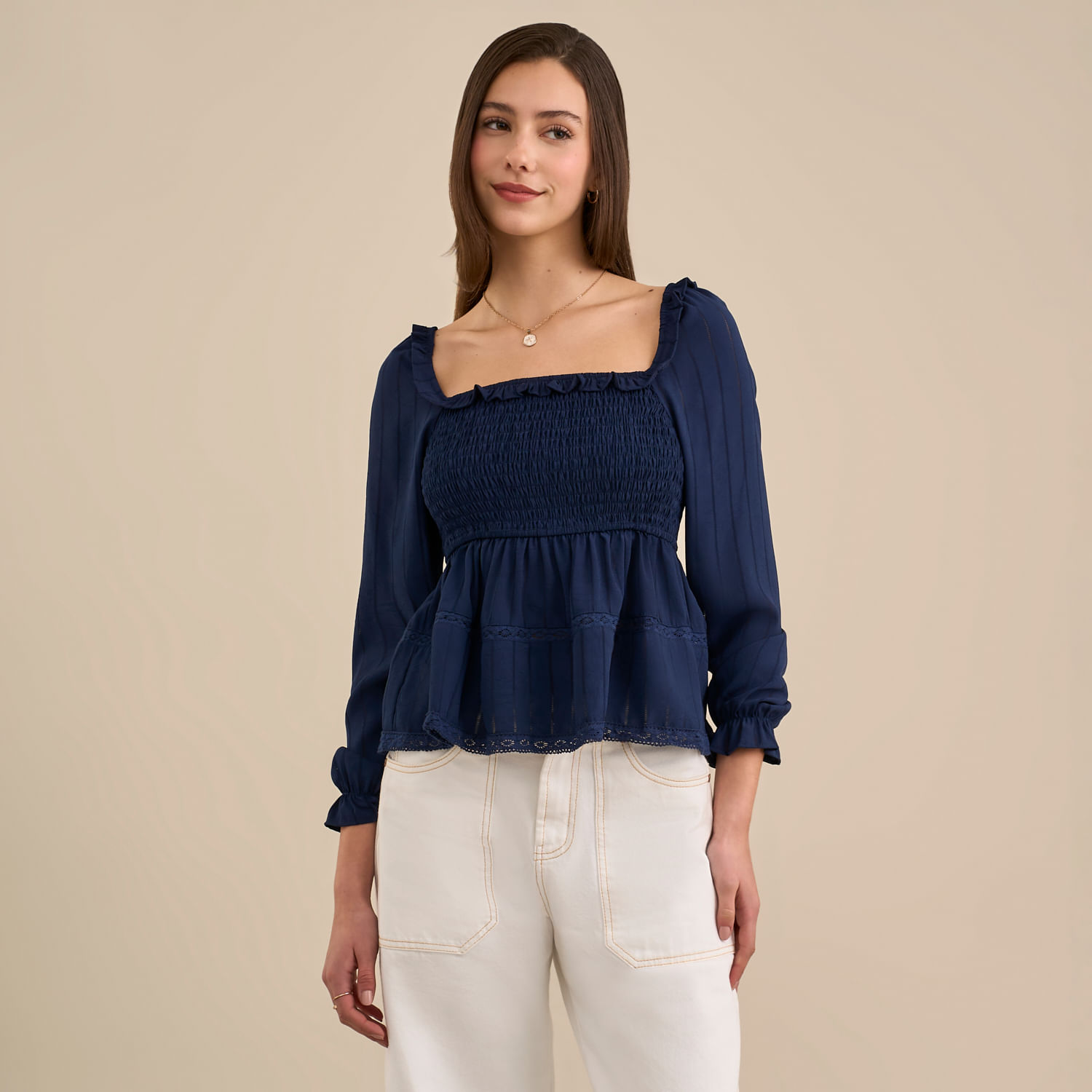 Blusa Mujer Blue Amc Manga Larga