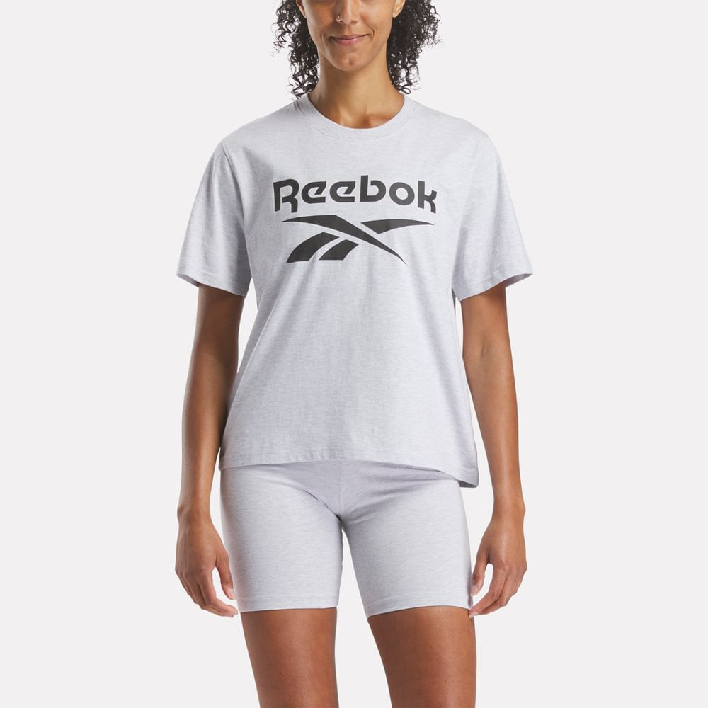 Polo Deportivo Reebok Mujer Nova Big Logo Gris