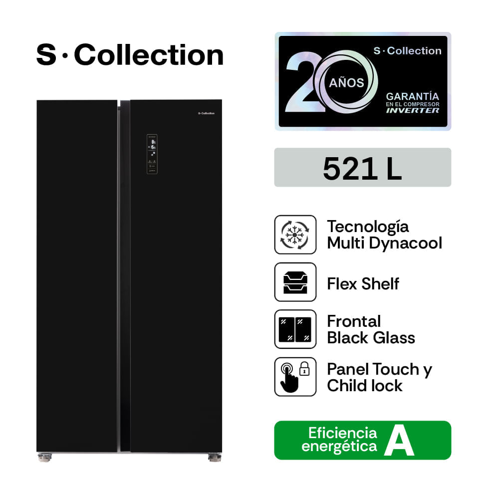 Refrigeradora S-Collection London Side by Side 521L Negro Refrigeradora S-Collection London Side by Side 521L Negro