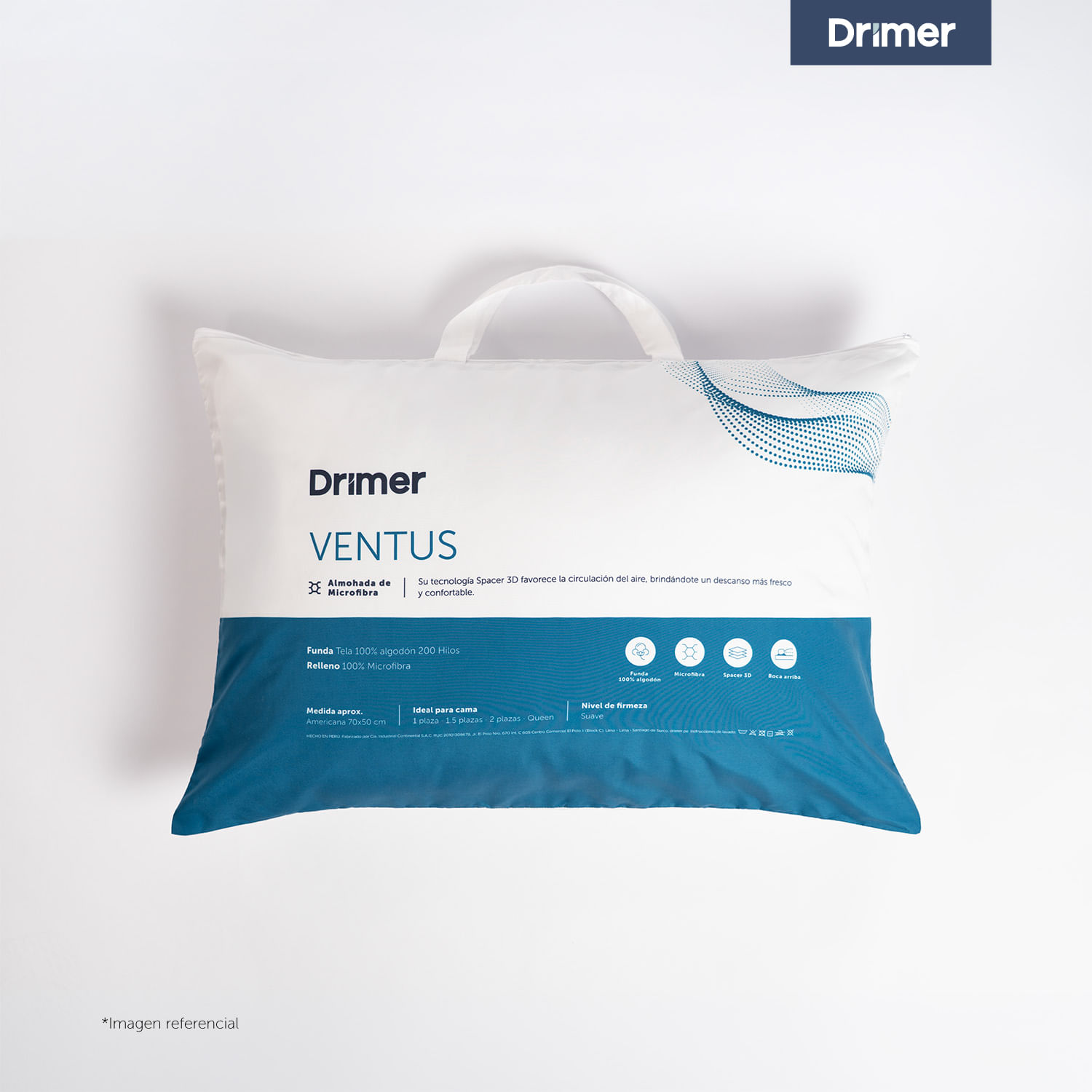 Almohada Ventus Firm Queen 70 x 50 Cm