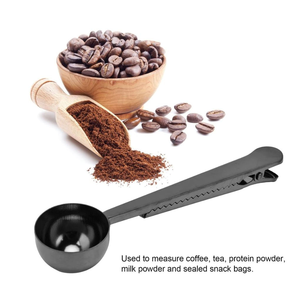 Cuchara de clip para café cuchara de acero inoxidable NEGRO