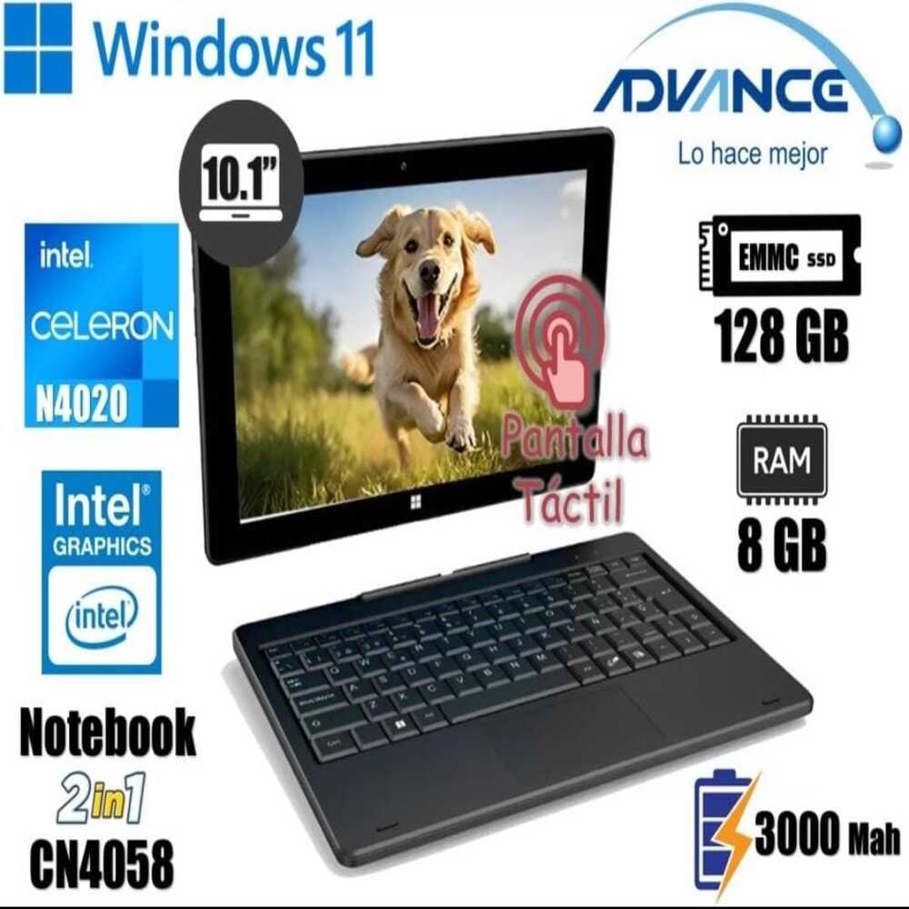 Notebook Tablet 2 en 1 Advance  10.1 Intel Celeron 8GB 128GB Windows 11