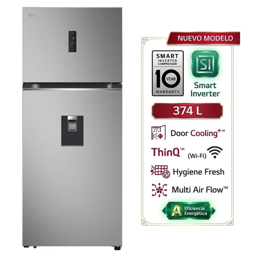 Refrigeradora LG VT38SPYC 374L Top Freezer DoorCooling Plateada