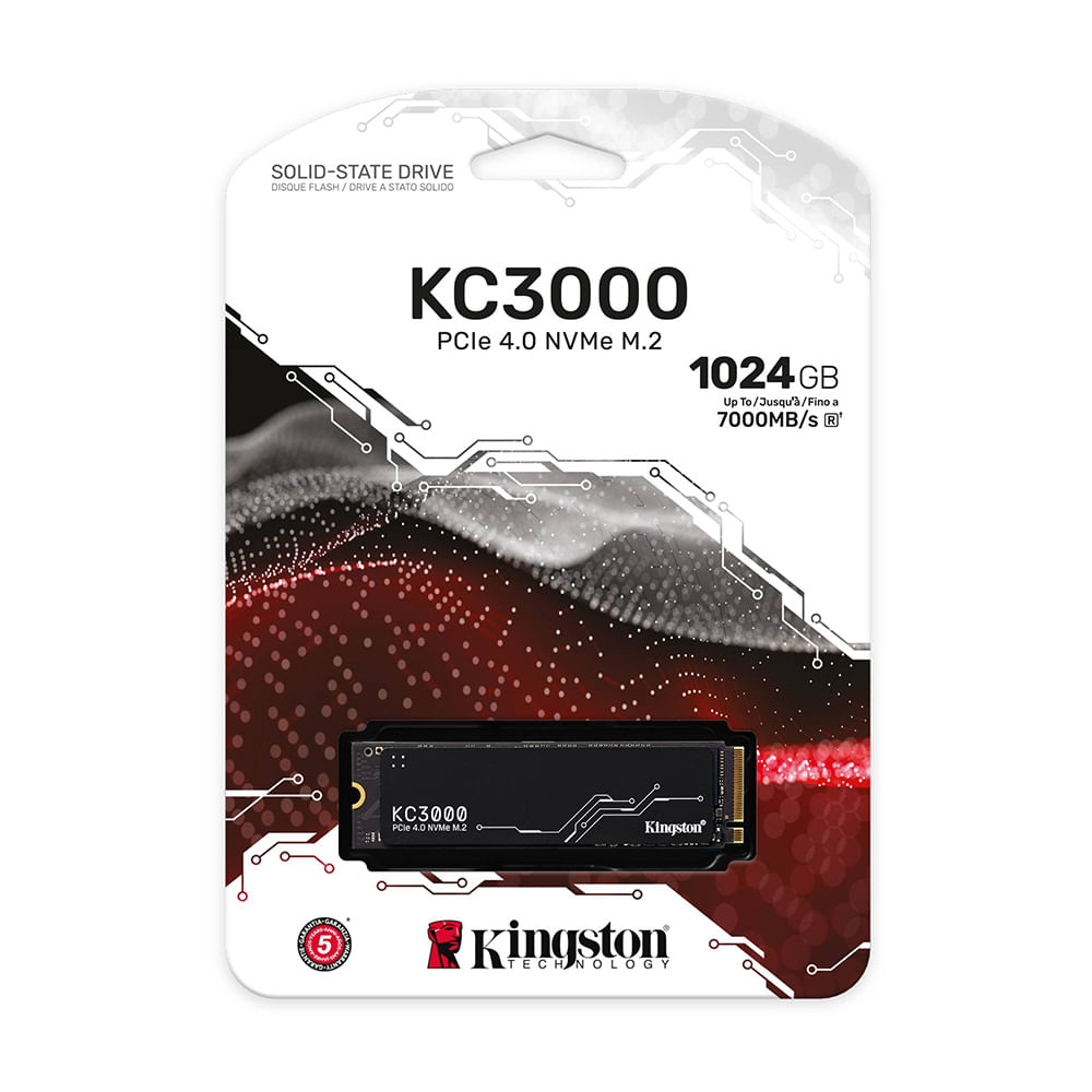 SSD Kingston KC3000 1TB NVMe PCIe 4.0 M.2 2280 Alto Rendimiento SKC3000S-1024G