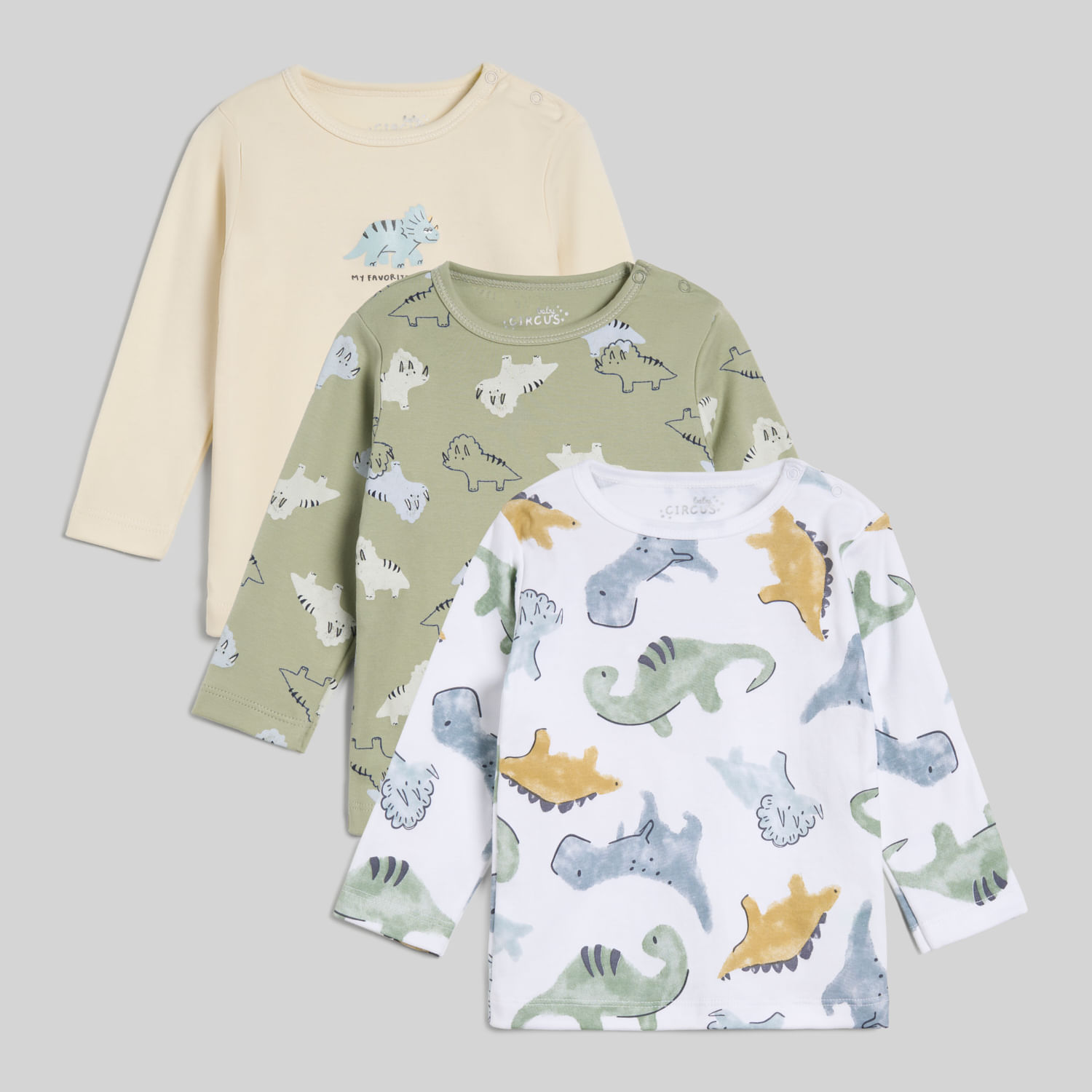 Pack X3 Camisetas Manga Larga Para Recién Nacido Baby Circus