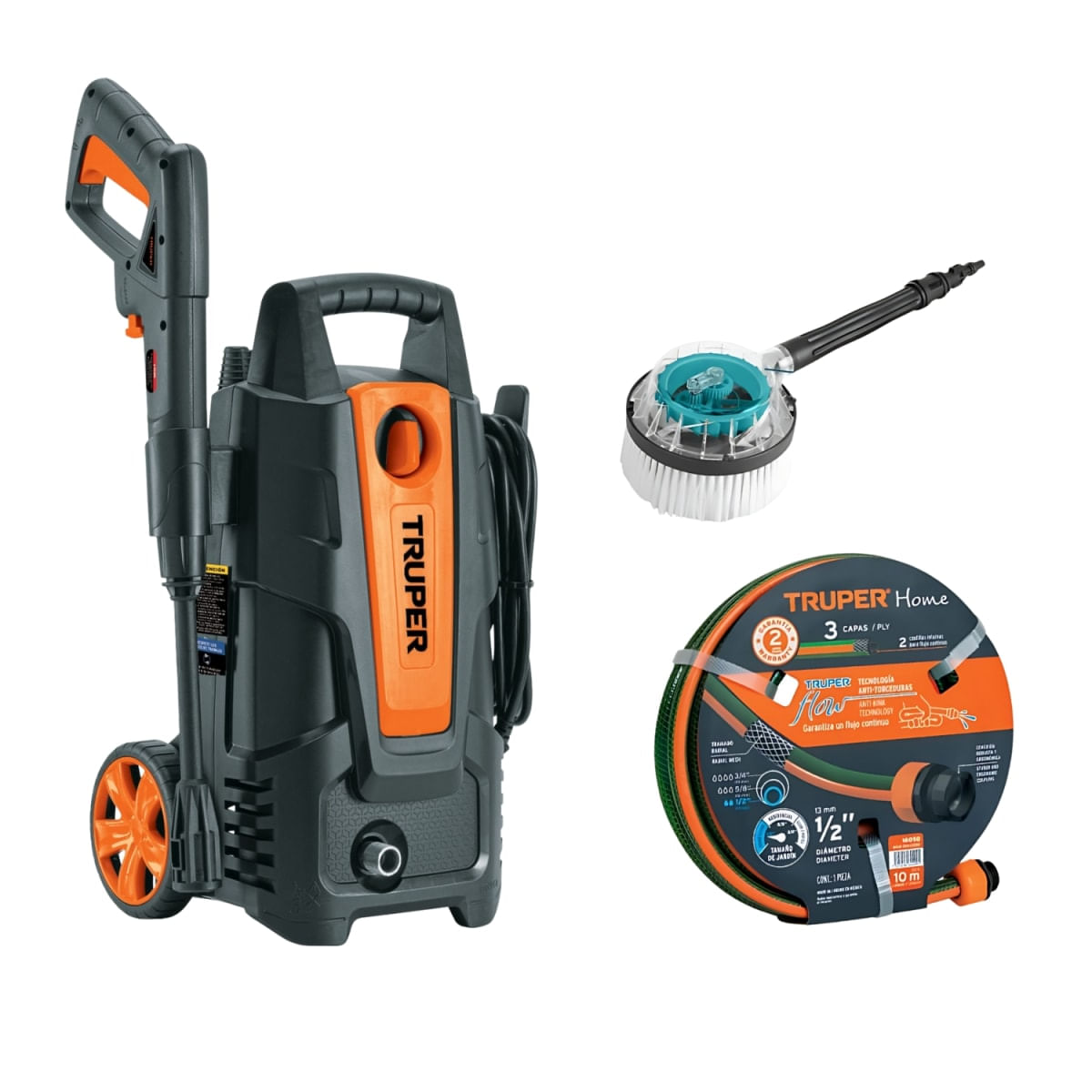 Hidrolavadora 1500 Psi Truper - Manguera 10m y Cepillo giratorio Total 102095-16050-THRB8702