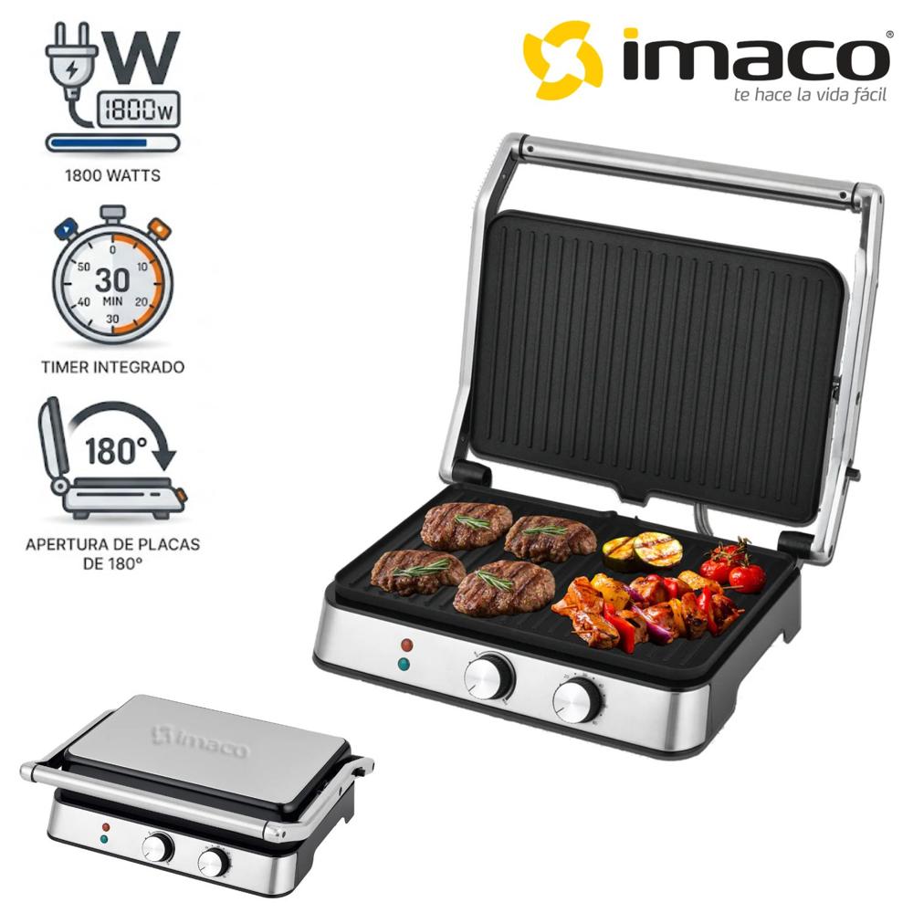 Grill Panini Imaco IG 3423 Tamaño XL con perilla para Temperatura y Timer