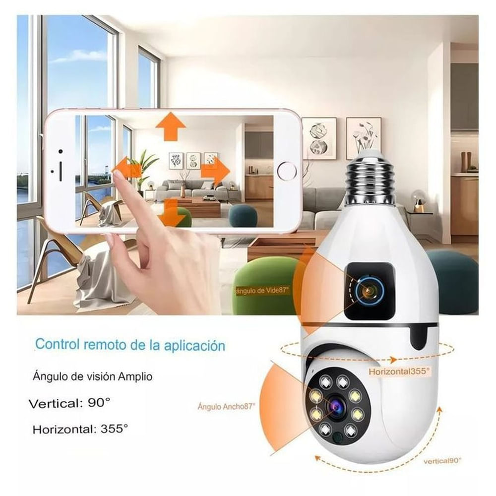 Foco Camara Con Socate Doble Lente Con Aplicativo Blanco