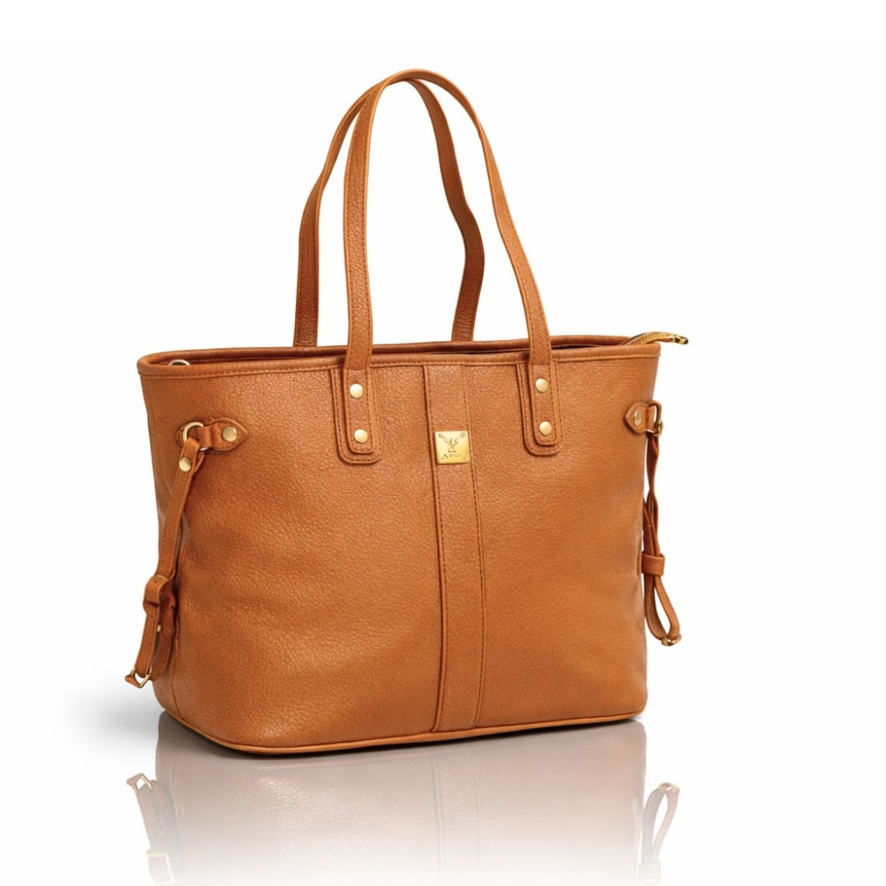 Cartera Tote Bag Grande Camel con Compartimientos Todo Organizado