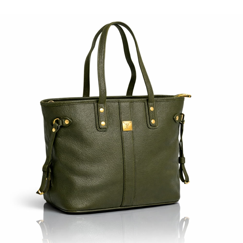 Cartera Tote Bag Grande Olivo con Compartimientos Todo Organizado