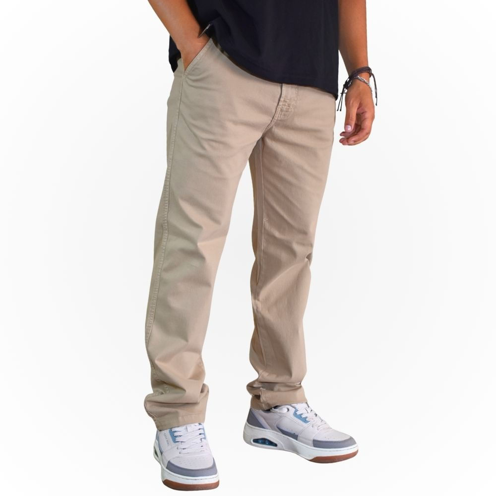Pantalón Hombre Algodón Drill Yonisters Clothing Fit Recto Casual Beige