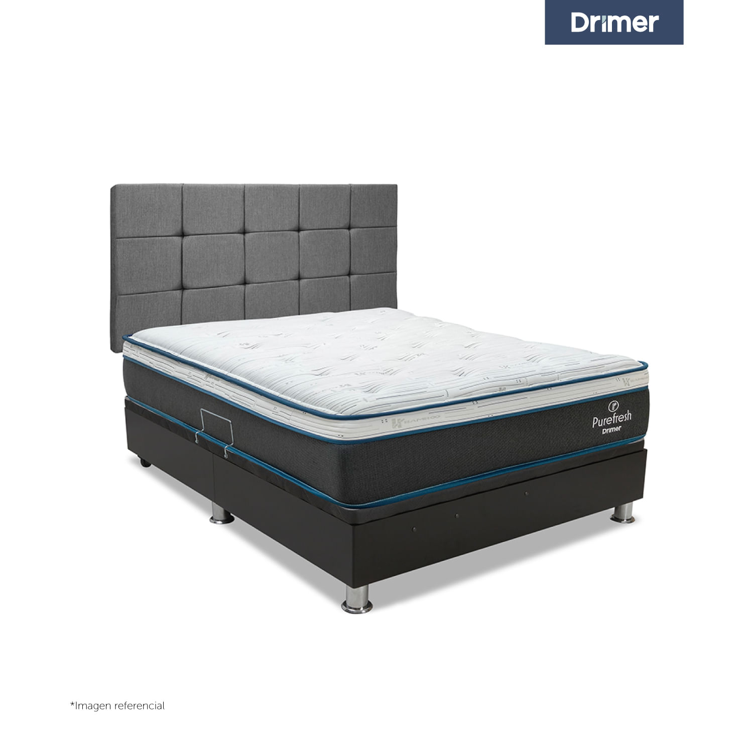 Dormitorio Praktibox Laqueada Pure Fresh 1.5 Plazas Cuadros Gris Plata