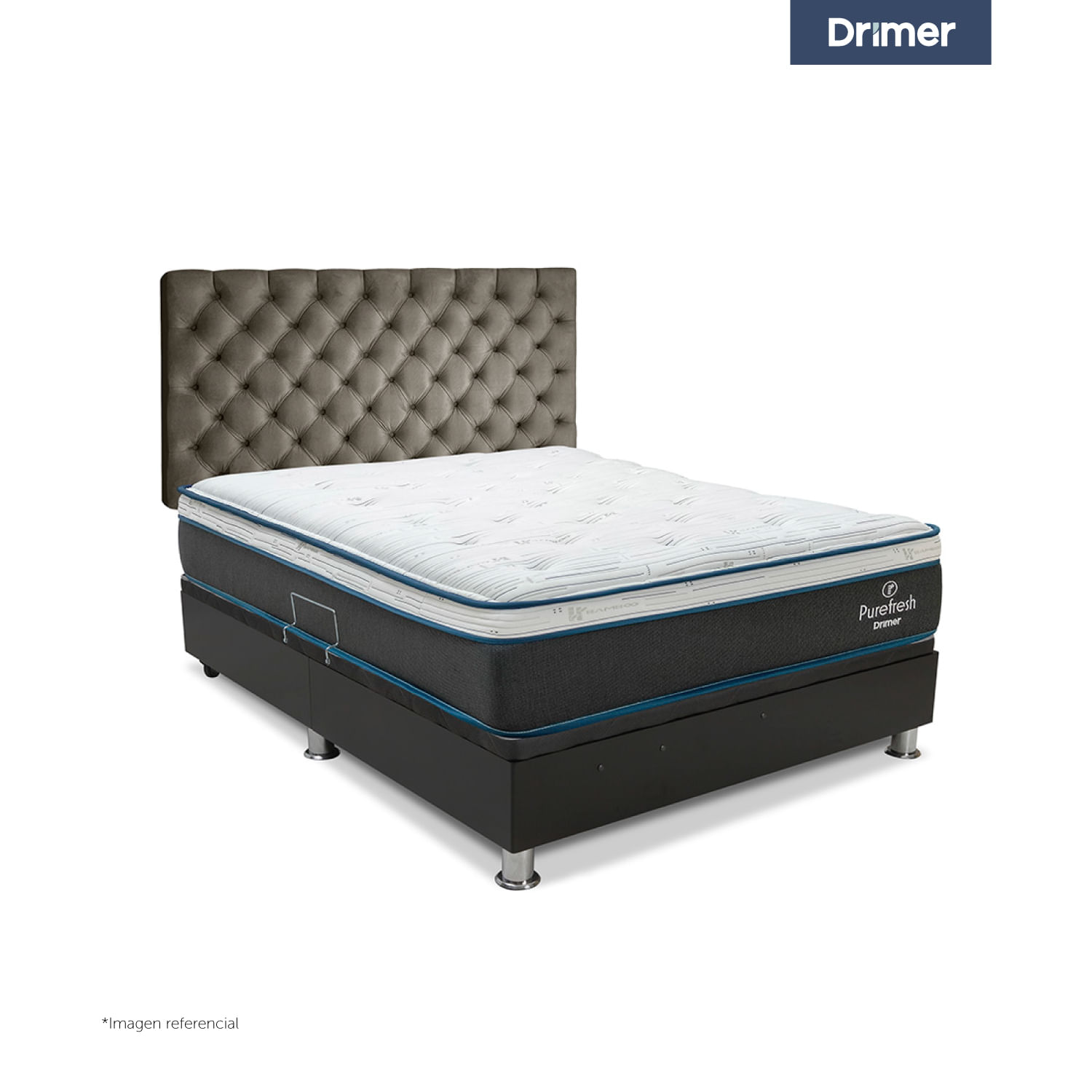 Dormitorio Praktibox Laqueada Pure Fresh 1.5 Plazas Capitone Beig Vivid